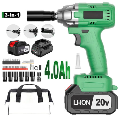 20V Cordless Impact Wrench DIY Grade Electric Wrench Drill for Car Max Torque 320nm Battery Powered