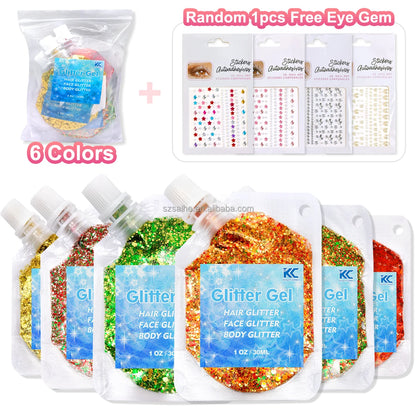 US Warehouses High Flash Spring Chunky Glitter 24 Color Bottle Set for Diy Makeup Manicure Handcrafted Cups Gift-making and More