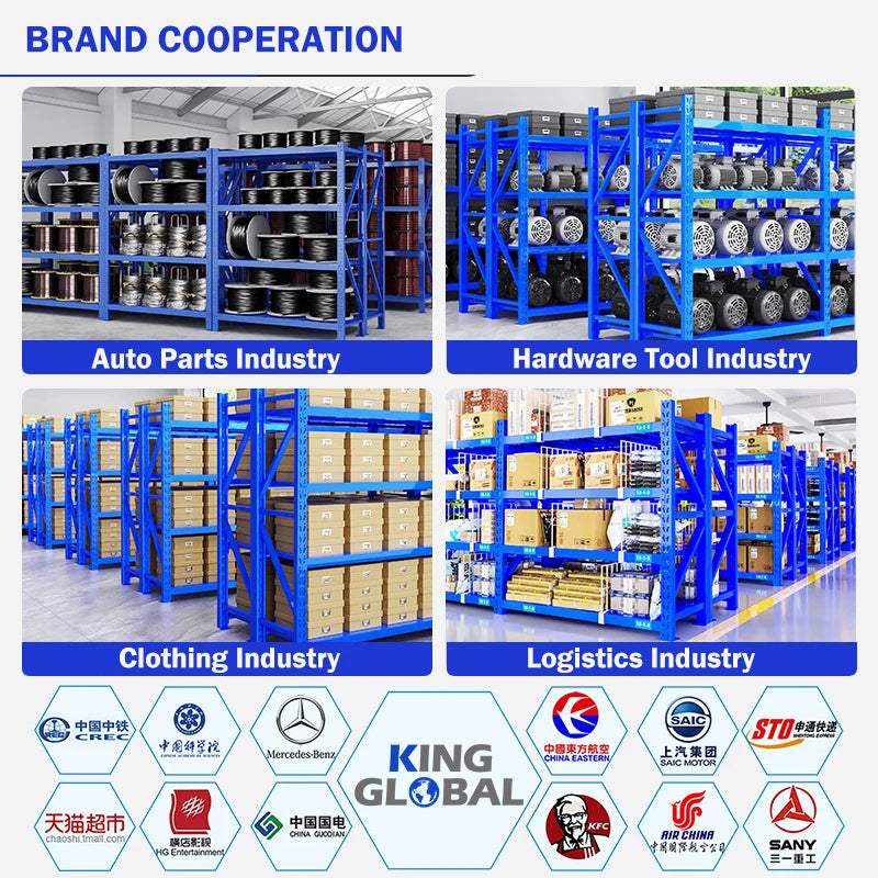 Warehouse Racking 4 Tiers Load Capacity 150kg Adjustable Metal Steel Racking Warehouse Storage Pallet Racking