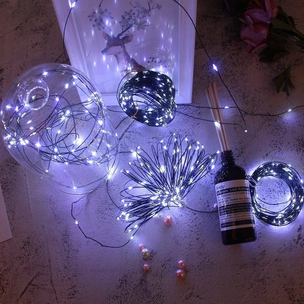 10M-200M LED String Fairy Lights Green Wire Outdoor Christmas Tree Lights Garland For New Year Street Home Party Wedding Decor