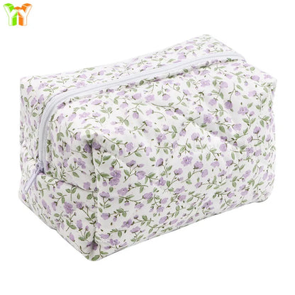 YY Handmade Cotton Makeup Bag for Women Aesthetic Girl for Toiletry Bag with Bow Detail National Style Handmade by Women