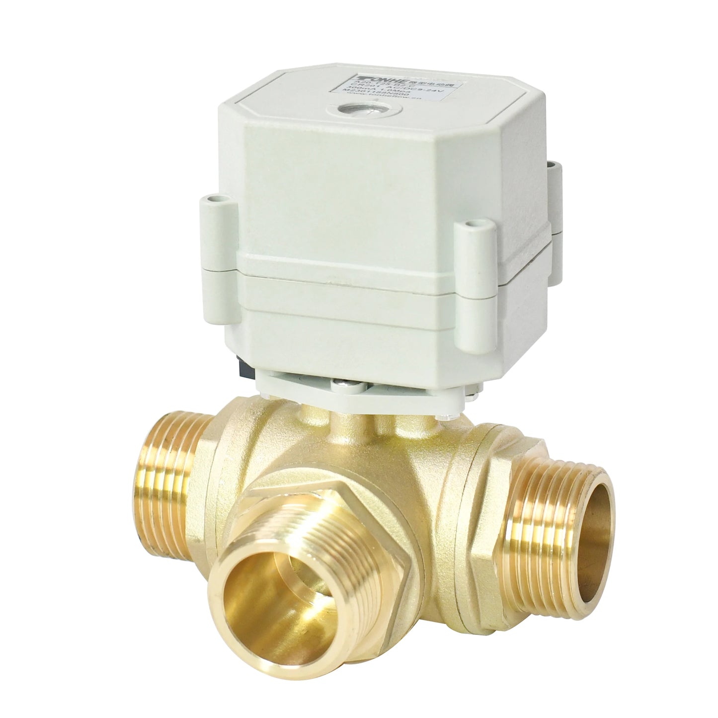 A20-T25-B3-C 3 Way L Port 1" DN25 NPT Brass CR202 DC9-24v Motorized Valve Male Thread