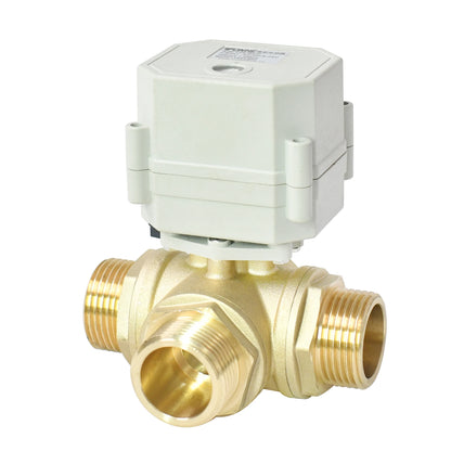 A20-T25-B3-C 3 Way L Port 1" DN25 NPT Brass CR202 DC9-24v Motorized Valve Male Thread