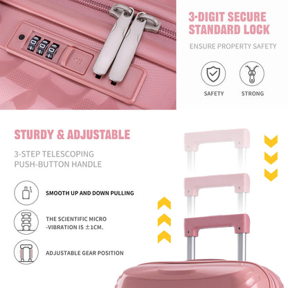 Elegant Pink Luggage Sets: 20/24/28 Inch Hardside Suitcases for Modern Travelers Durable Suitcase Trolley with Spinner Wheels