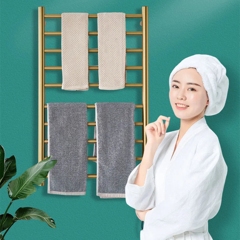 Wall Mounted Electric Towel Warmer Heated Towel Rack with Chrome Finish Modern Design for Bathroom Use