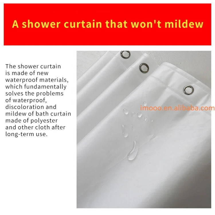 Factory Price 280x200CM White Shower Curtains Liner Waterproof Thicken Bath Curtain Solid Polyester Home Bathroom Accessories
