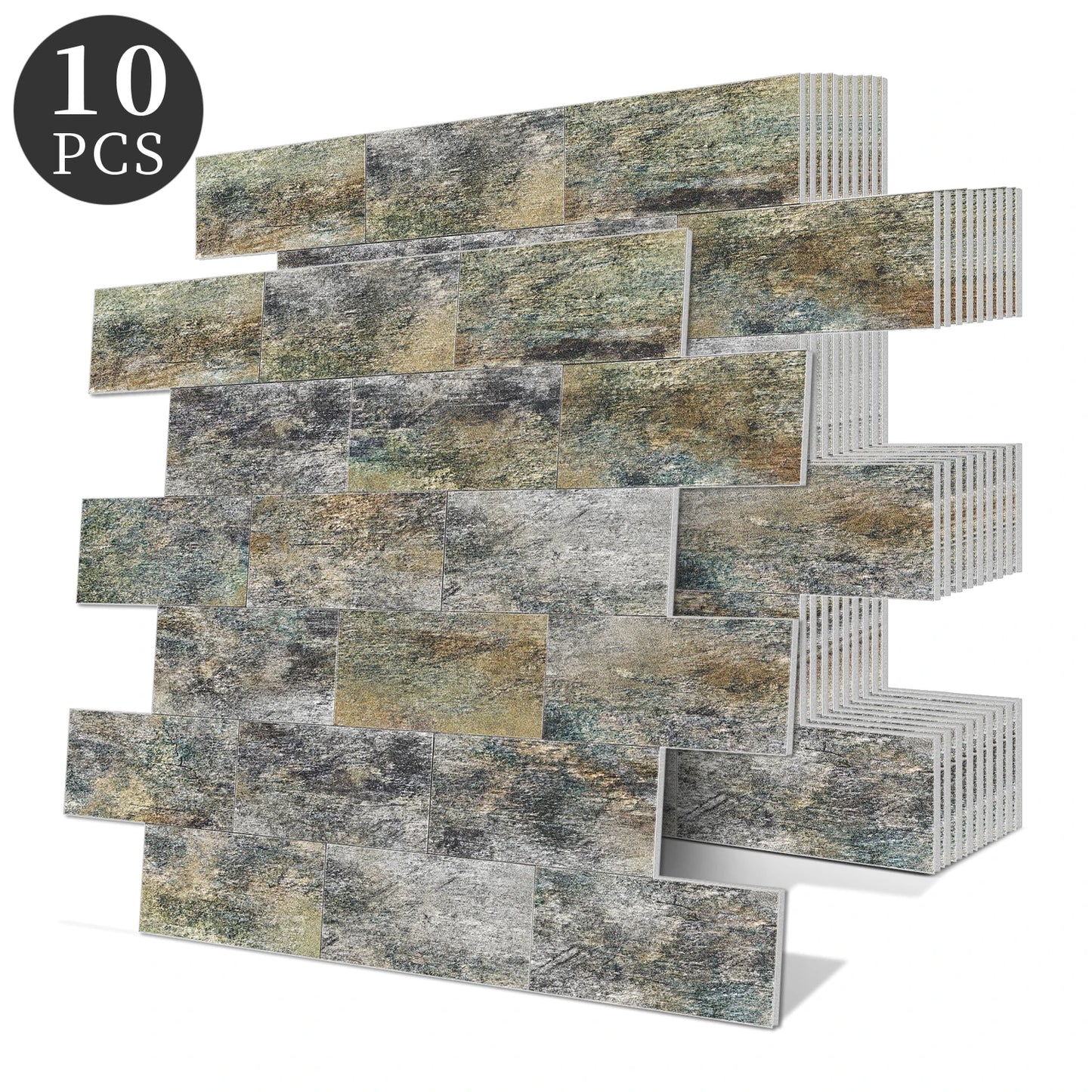 10 Pcs 13.5 X 11.5 Inch Self Adhesive Tile Stickers Waterproof PVC+PE Backsplash Tile Peel and Stick Wall Tiles for Kitchen