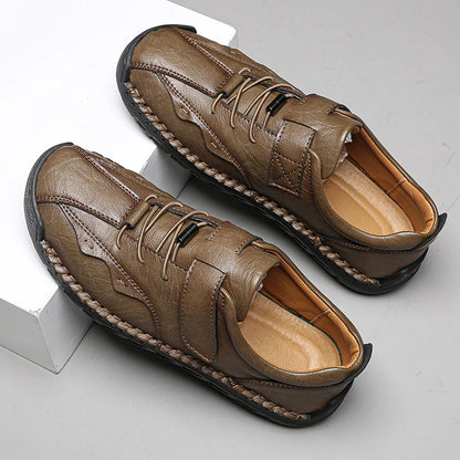 Cross-Border Super Fiber Leather Upper Men's Casual Sports Walking Style Shoes Large Size with New Fashion Soft Comfortable