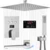 12 Inches Temperature Display Brushed Gold Shower System Rainfall Shower  Faucet Set Mixers