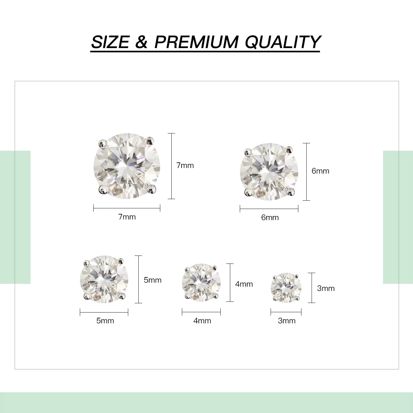 Classic Rhodium Plated S925 Sterling Silver Stock Earrings Luxury Round VVS Moissanite Lab Grown Diamond Women Stud Earrings