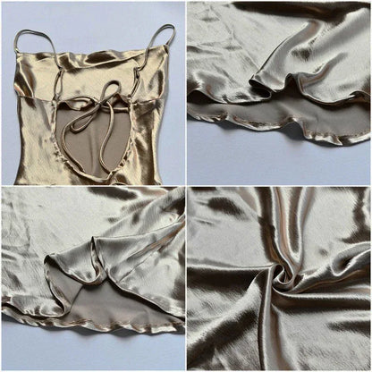 Sexy Spaghetti Strap Backless Summer Dress Women Satin Lace up Trumpet Long Dress Elegant Bodycon Party Dresses 2021