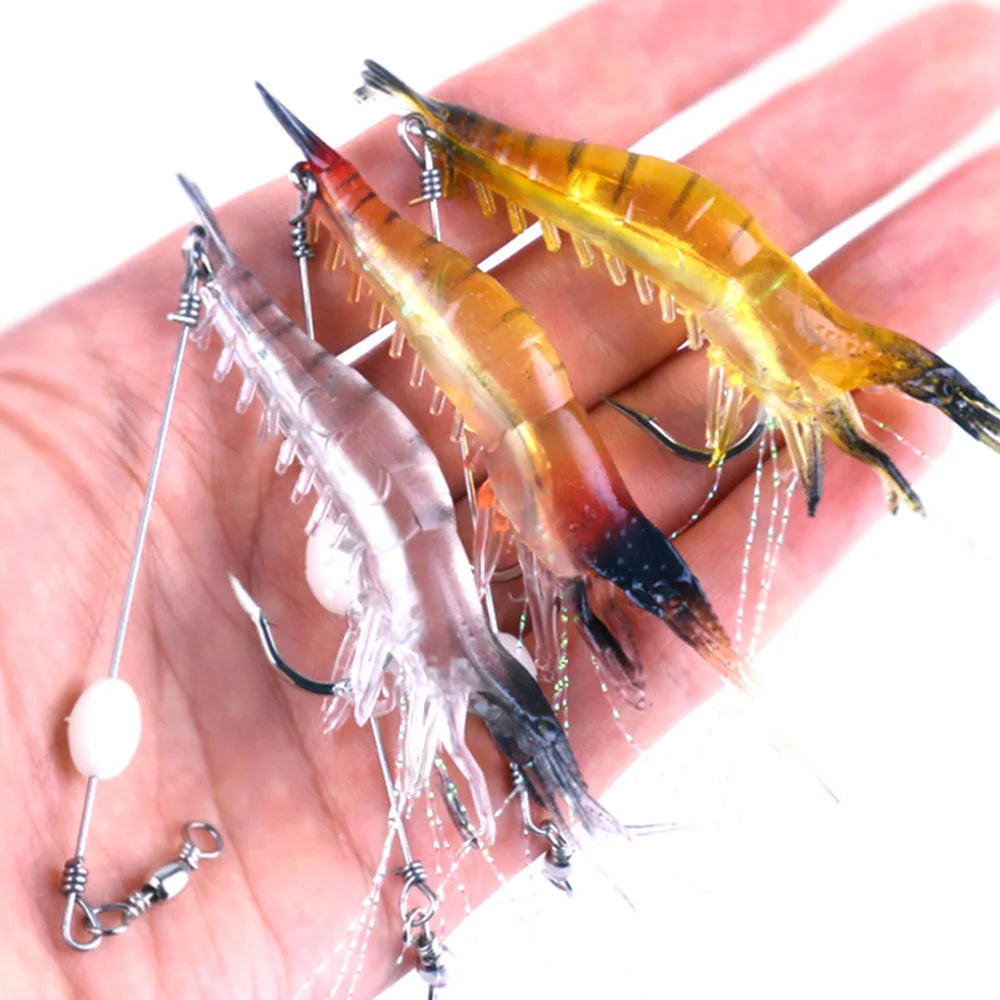7.5cm/6.6g Plastic Fishing Bait Soft Swim Shrimp Lure Bionic Shrimp Lures for River and Lake Hot Sale Products