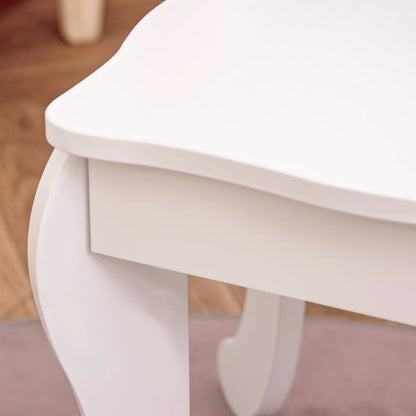 Homcom Wooden Children's Dressing Table with Mirror Stool Drawer Makeup Table Pink