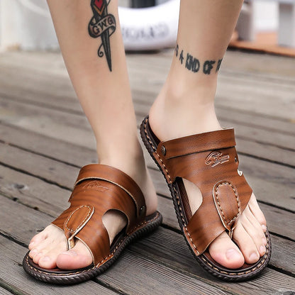 FUQIAO Summer New Style Men's Sandals Leather Soft Bottom Leisure Men Shoes Sandals Recommend Zandalias Para Hombre Verano