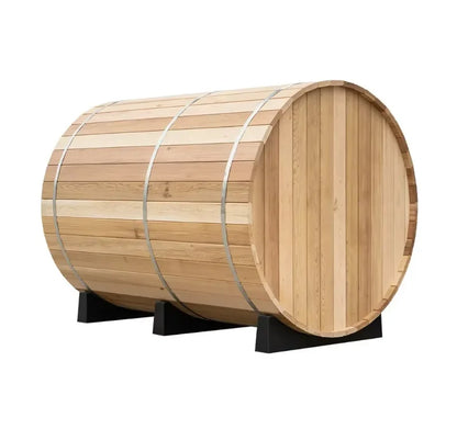 High Quality Red Cedar Modern Wood Fired Sauna Barrel with Glass Steam Stove for 4-6 Persons Portable Steam Outdoor Sauna