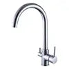 Luxury Chrome Deck Mount Kitchen Faucet - High Quality Dual Handle Pure Water Sink Tap