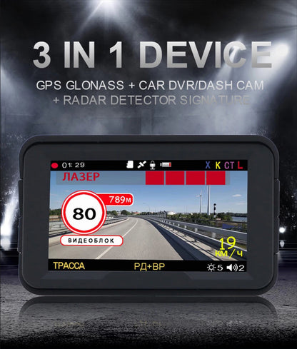 KARDAR K328SG Video Recorder with Radar Detector Signature FHD1080P IPS 140 Degree Camera Recorder GPS Radar Detector for Car