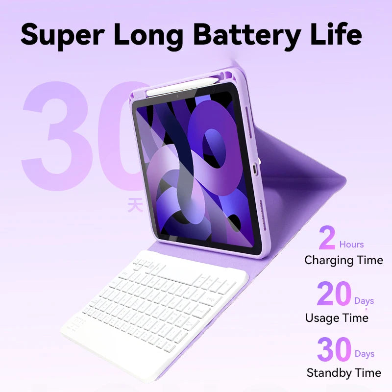 Detachable Magnetic Rotation Tablet Keyboard Case for ipad Pro air 10.5 With Wireless 10inch bluetooth Keyboard With Pencil Slot