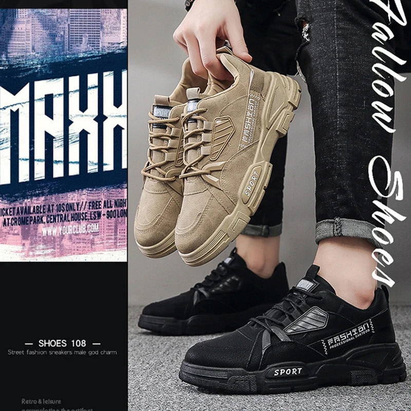Y Men's Shoes New Breathable Cargo Shoes Men's Versatile Platform Soles Construction Site Working Footwear Sports Board Shoes