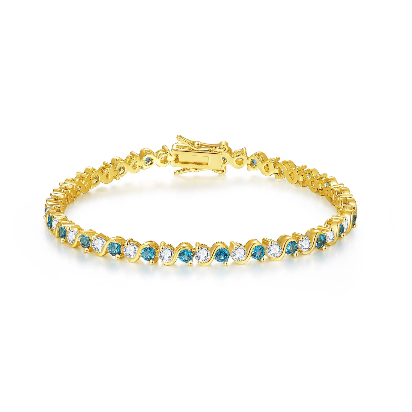 High Quality Gold Plated Chain Bracelet Women's Fashion Link Bracelet 14K Gold CZ Zirconia Color Zircon Women Tennis Bracelet
