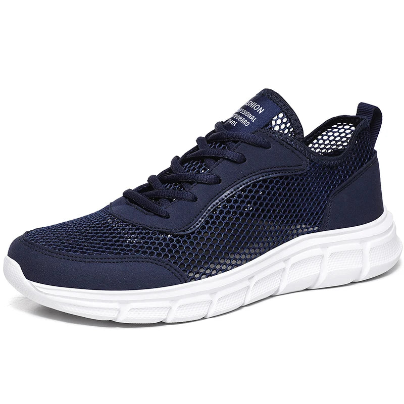 Large Size Men's Fashion Sports Shoes Breathable Mesh Cloth Upper with Soft Running MD Sole Lace-Up for Spring Summer Walking