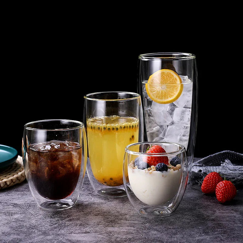Double Wall Glass Cup Heat Insulation Transparent Handmade Tea Drink Cups MINI Whisky glasses Espresso Coffee Mug