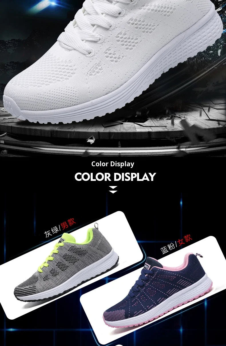2026 NEW KJ 2024 Fashion Breathable Mesh Walking Vulcanized Shoes Women's White Sports Shoes Women's Tennis Women's Fitness