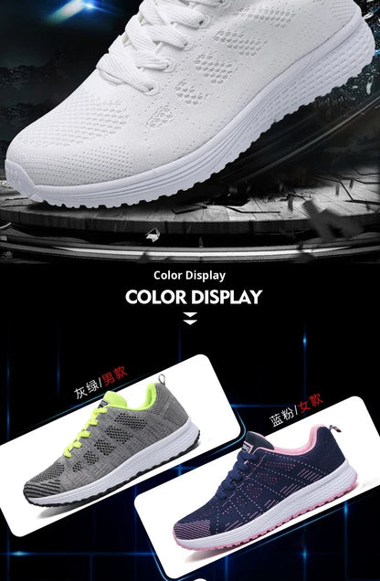 2026 NEW KJ 2024 Fashion Breathable Mesh Walking Vulcanized Shoes Women's White Sports Shoes Women's Tennis Women's Fitness