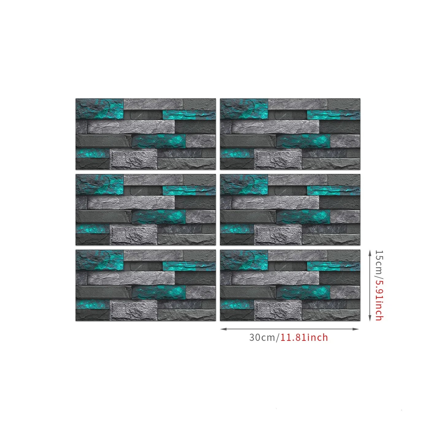 5.91X11.81Inch PCS Art Brick Waterproof Wall Sticker Peel and Stick Tile Sticker PVC Self-adhesive Wall Tile for Kitchen