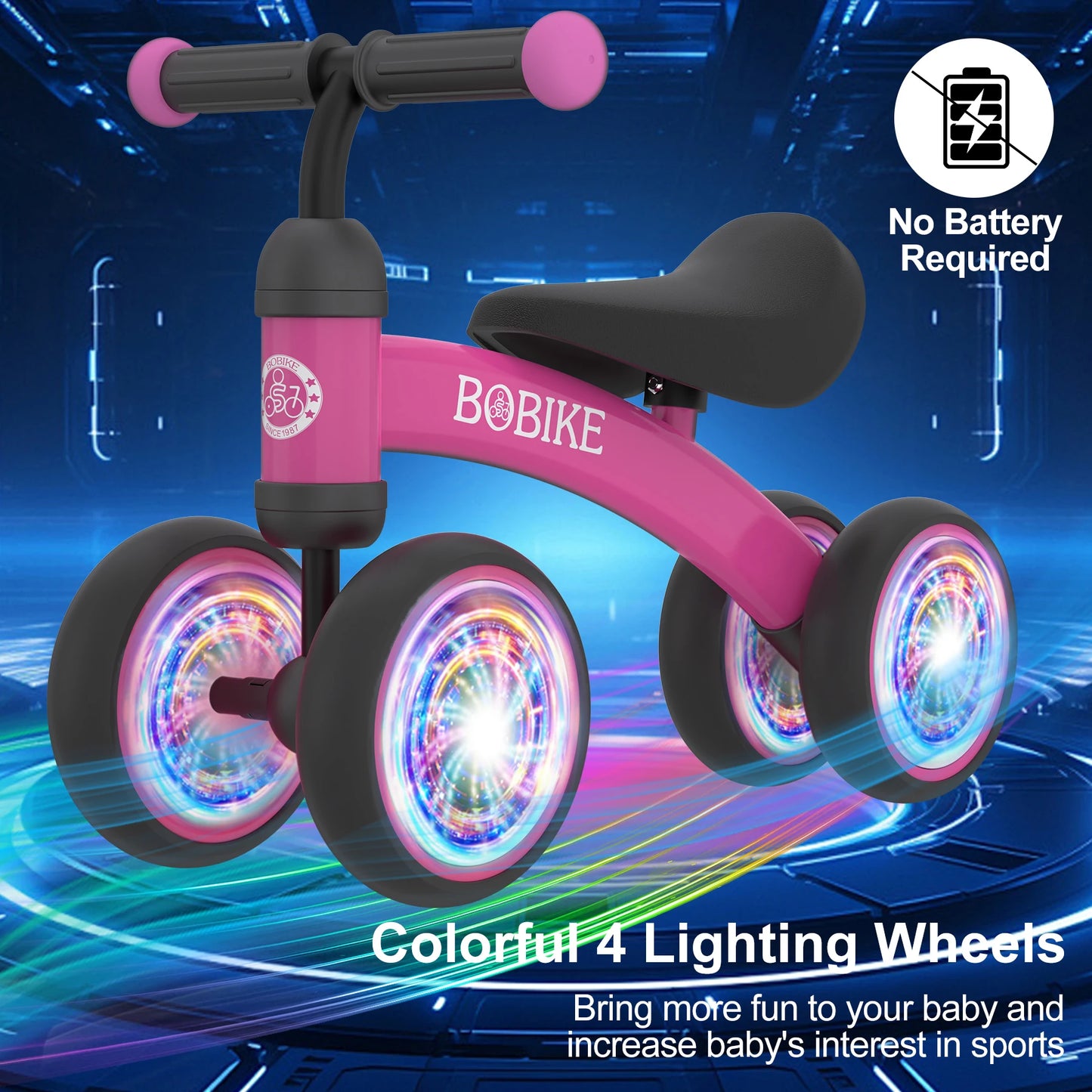 Baby Balance Bike Toys for 12-36 Months Kids Toy Boy and Girls Gifts Toddler Best First Birthday Gift  (Rose Red-Light)