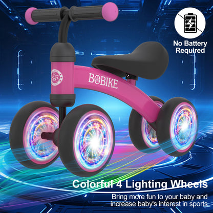 Baby Balance Bike Toys for 12-36 Months Kids Toy Boy and Girls Gifts Toddler Best First Birthday Gift  (Rose Red-Light)