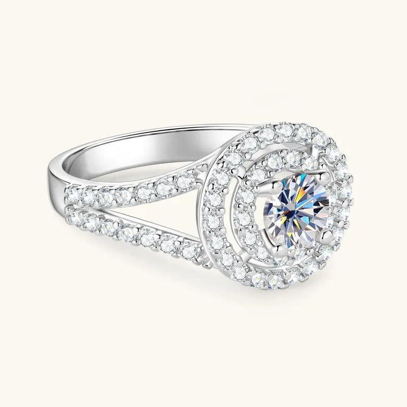 New Luxury Wedding Engagement Gift & Party Jewelry 14K Gold Filled Round 5.25mm 0.5CT Cubic Zirconia Classic Bifurcated Arm Ring
