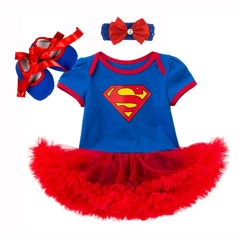 0-2Y 3pcs Girl Baby Summer Suit Novelty Costume Newborn Clothing Sets Bebe Dress Toddler Clothes Party Cosplay Gift 3 6 9 12 18M