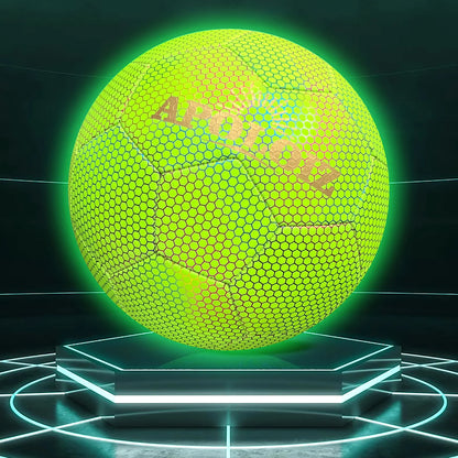 Custom Holographic Soccer Ball Luminous Light Football Glowing in the Dark Soccer Ball  Size 4 5 PU Football for Sport Training