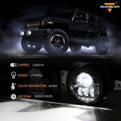 1 Pair LED Fog Lights for Jeep Wrangler JL 2018-2023 Driving Passing Lights Headlight 12V 6000K IP67 Waterproof