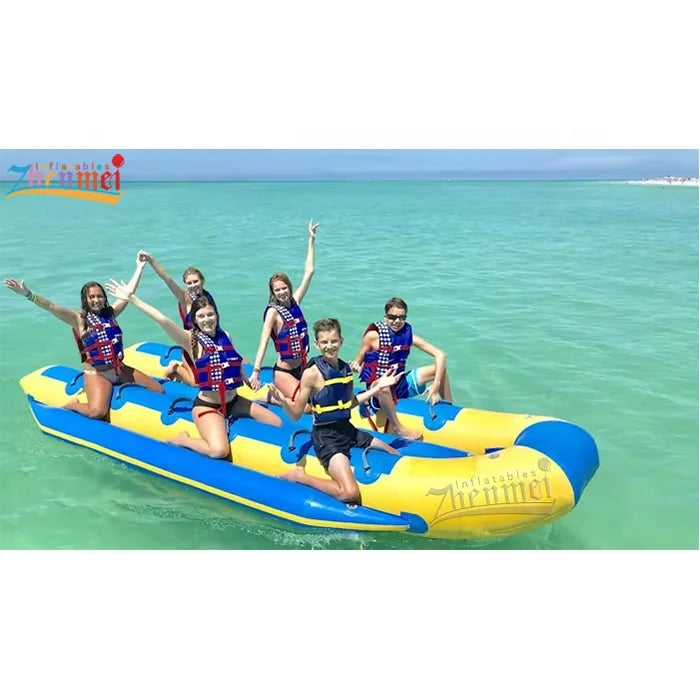 Zhenmei Wholesale 6-14 Person PVC Inflatable Banana Boat Towable Floating Boat Summer Water Game