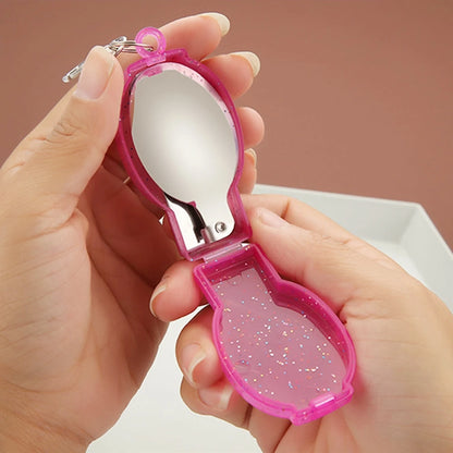 Outdoor Folding Travel Camping Utensil Stainless Pocket Spoon Fork Light Small Foldable Spoon Fork Camping Picnic Tool Tableware