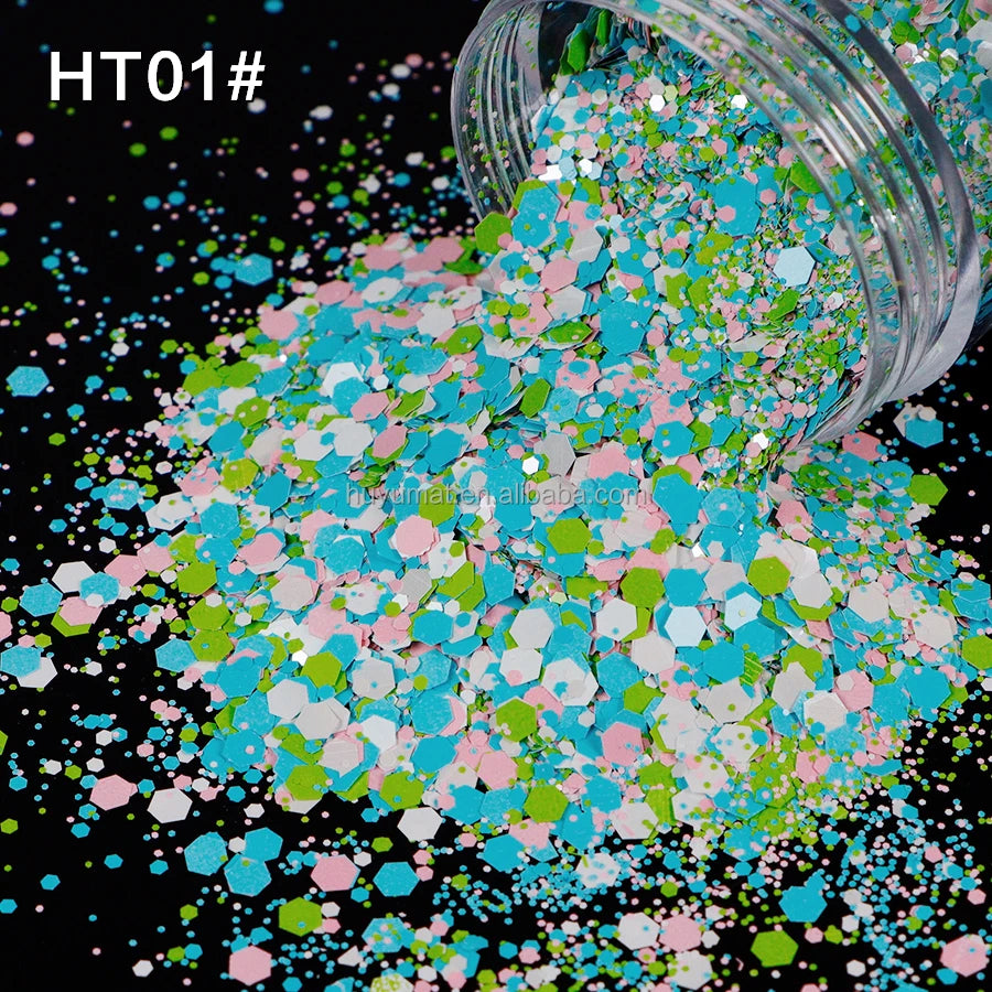 Bulk KG Bag Holographic Macaron Glitters Solvent Resistant Polyester Chunky Glitter for Resin Craft Tumbler Snowglobe
