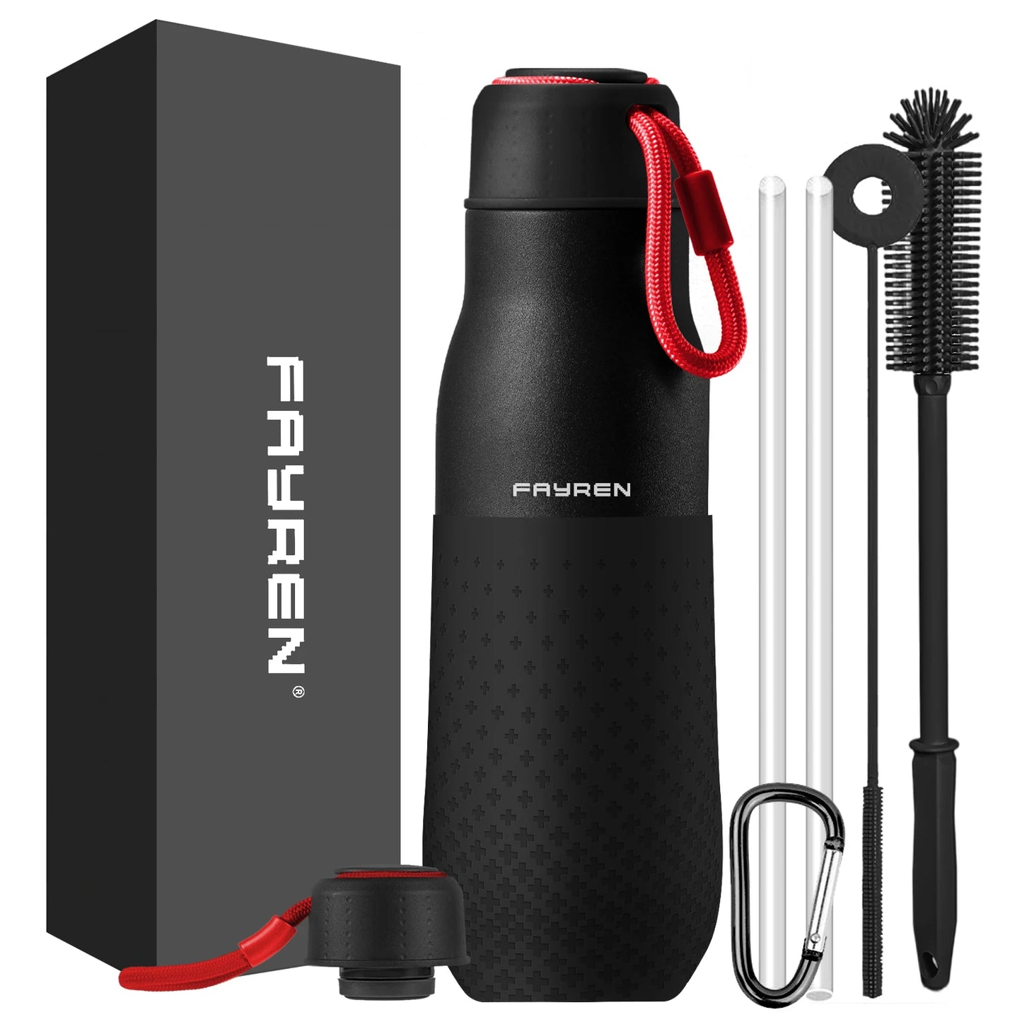 Fayren Leakproof Hot Drink Metal Thermal Vacuum Insulated Flasks Double Wall 18/8 Stainless Steel Sport Water Bottle