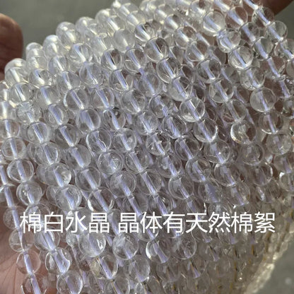 Natural White Clear Quartz Round Beads Gemstone Beads for DIY Necklace Bracelet Jewelry Making Strand 15"