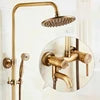 Factory Wholesale Luxury Brass Antique Shower Tap Set Hot Cold Bath Set Shower Wall Mounted CE Certified Bathroom Shower Kit