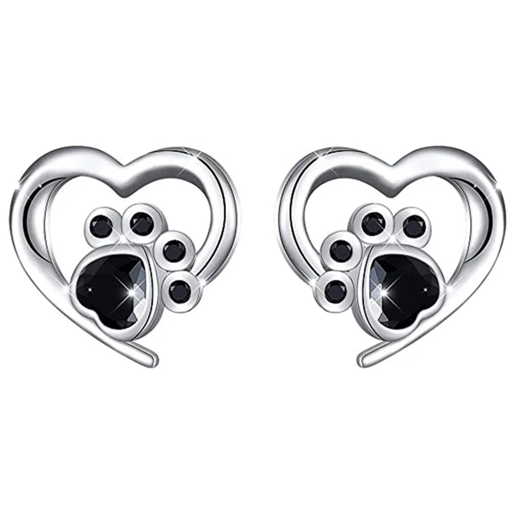 E1900 White Gold Heart Stud Earrings With Zircon Bezel Setting For Women Cute Fashion Jewelry Gift