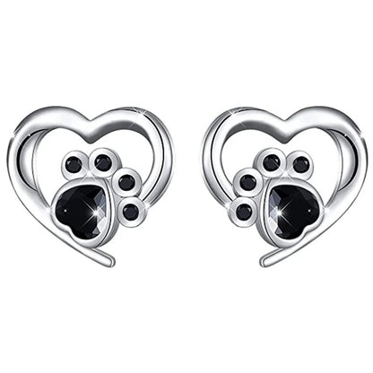 E1900 White Gold Heart Stud Earrings With Zircon Bezel Setting For Women Cute Fashion Jewelry Gift