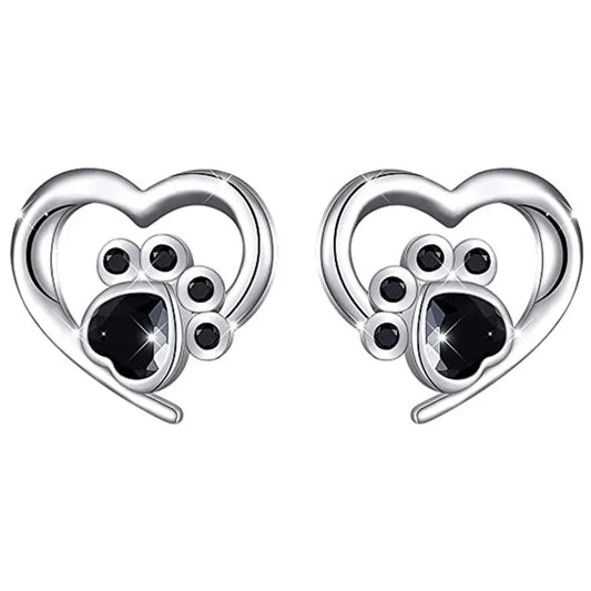 E1900 White Gold Heart Stud Earrings With Zircon Bezel Setting For Women Cute Fashion Jewelry Gift