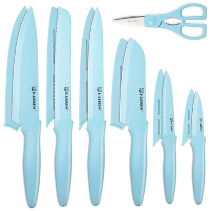 Full Blue 13 Piece Multifunctional Chef Knives Carbon Steel Kitchen Knife Set with Scissors