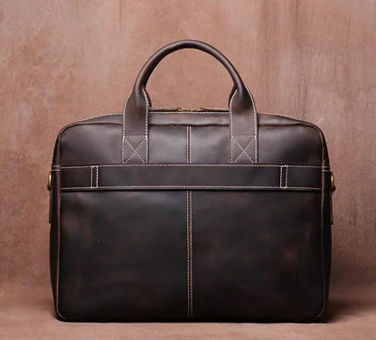 Vintage Genuine Leather Messenger Bag Briefcase Large Satchel Shoulder Bag Rugged Leather Laptop Bag
