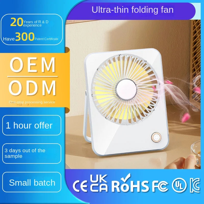2025 Ultra-Thin Mini USB Charging Four-Speed Plastic Air Cooling Fan Foldable Portable English Household Energy Efficient Class