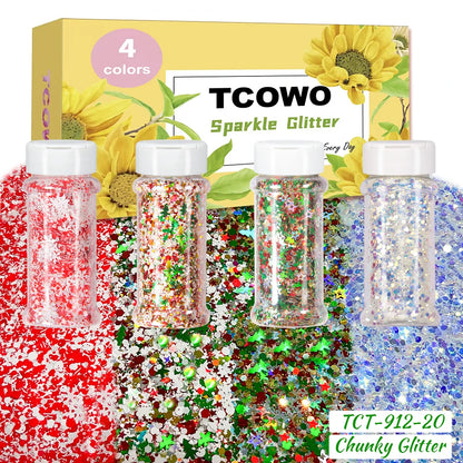 Local Stock 2OZ Shaker Packing Hexagon Shape Mix Chunky Glitter for Tumbler Nail Resin Christmas Decoration