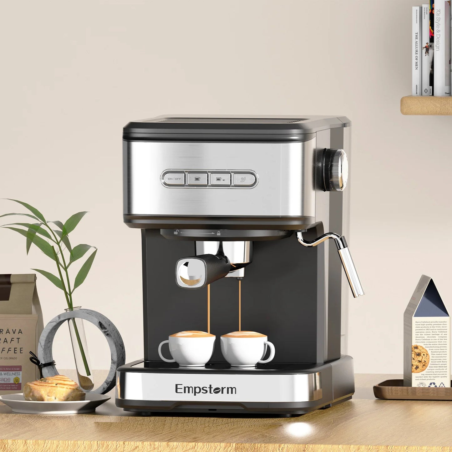 Empstorm Electric Espresso Machine Semi-Automatic Coffee Maker with for Office Home Use Stock in the US Local