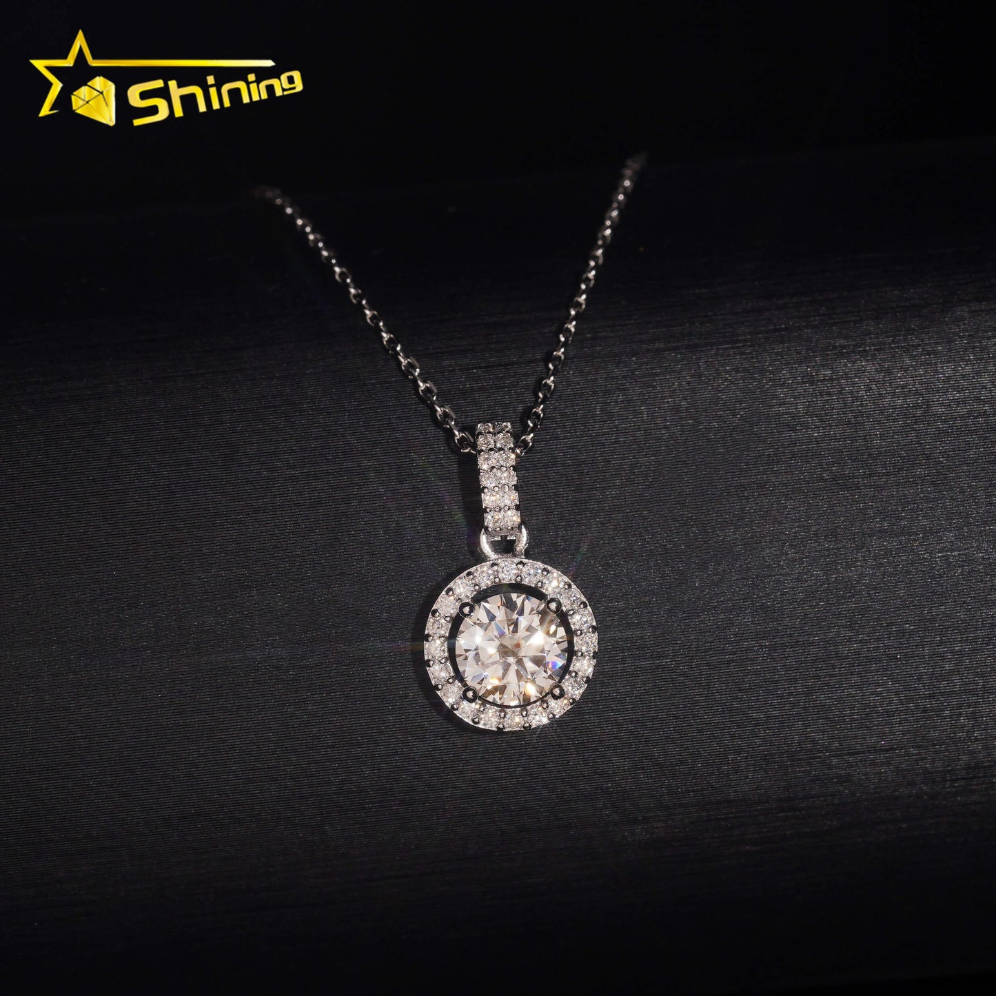 USA Warehouse Large Stock GRA Certificate 925 Sterling Silver 1CT Brilliant Cut VVS Moissanite Diamond Women Necklace